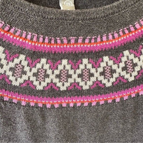 Hanna Andersson Fair Isle Sweater Dress Womens XS Gray & Violet Nordic Knit - Picture 5 of 13